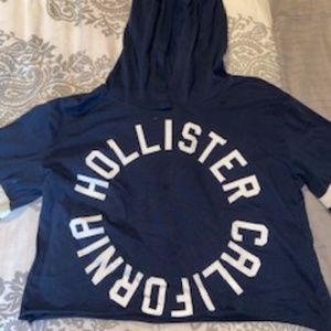 Blue Hollister Cropped Hoodie